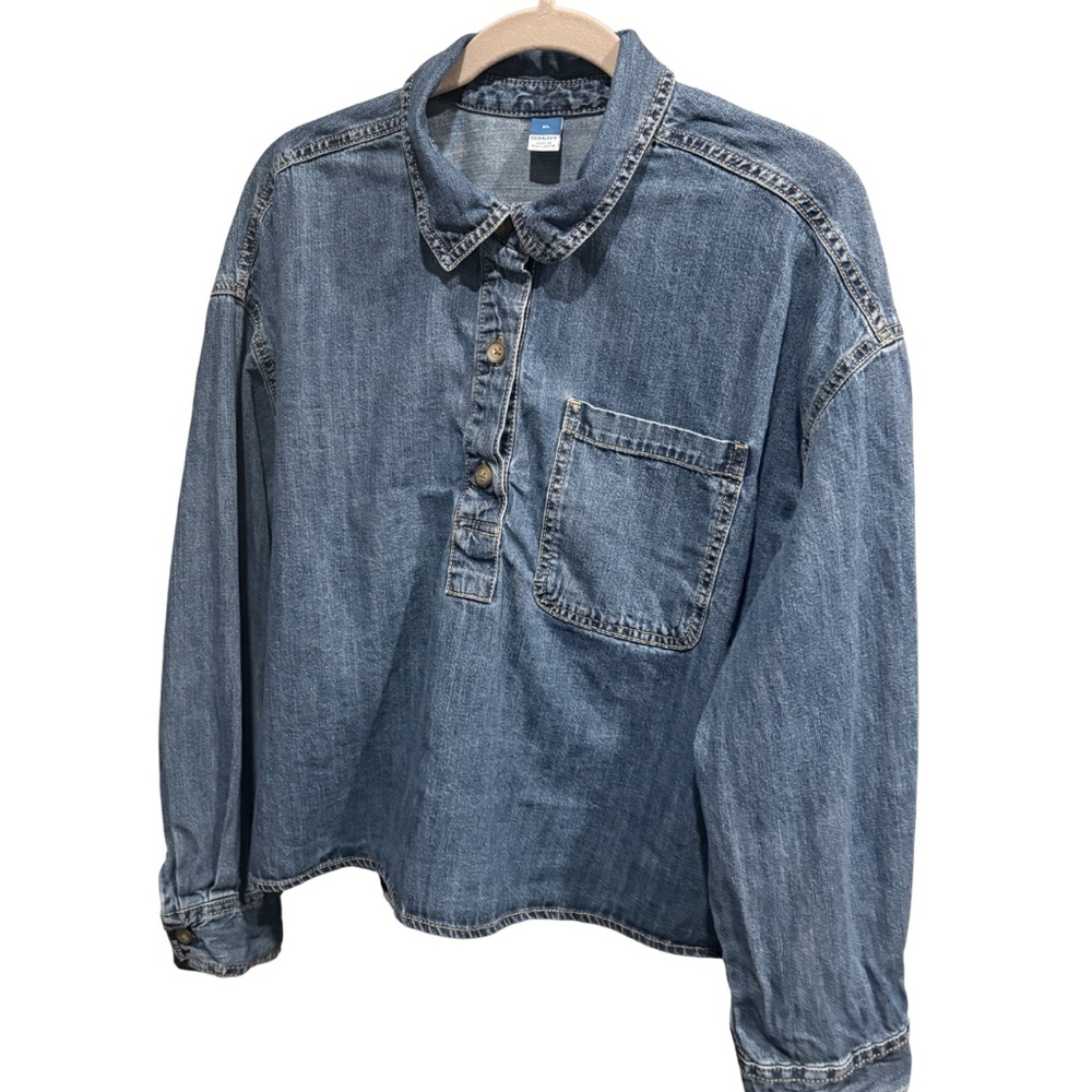 Old Navy Blue Denim Button-Up Shirt